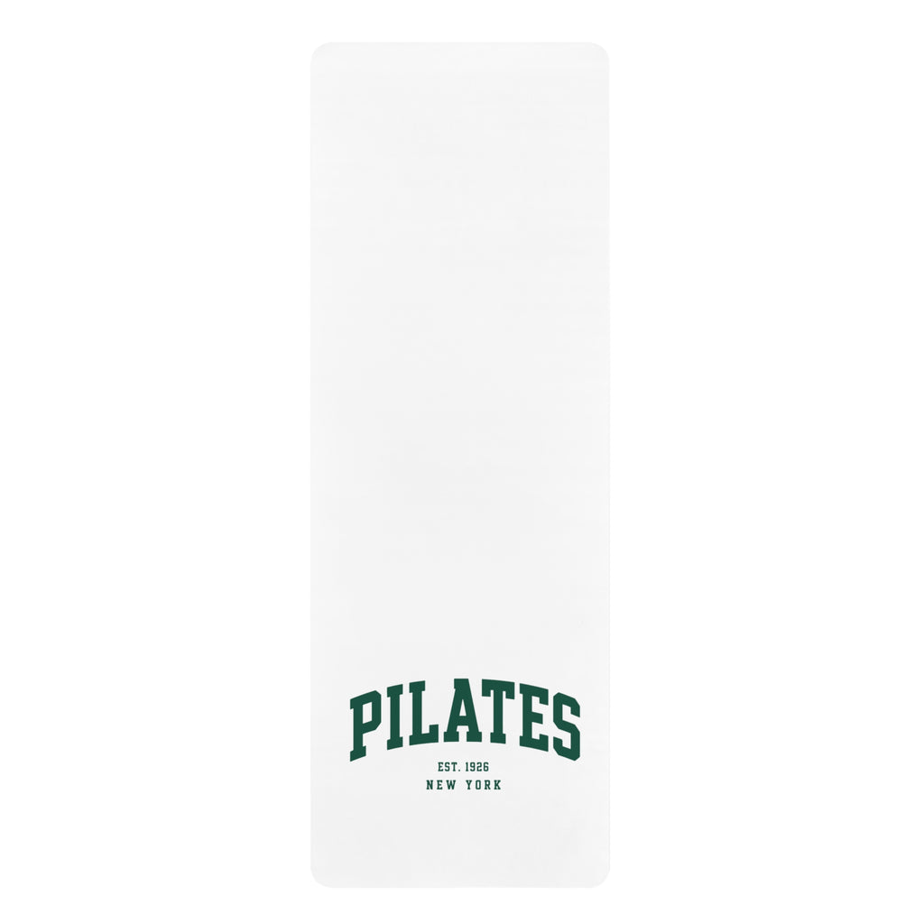 Pilates Rubber Yoga Mat — Non‑Slip Pilates Mat with 'PILATES' Vintage New York Design