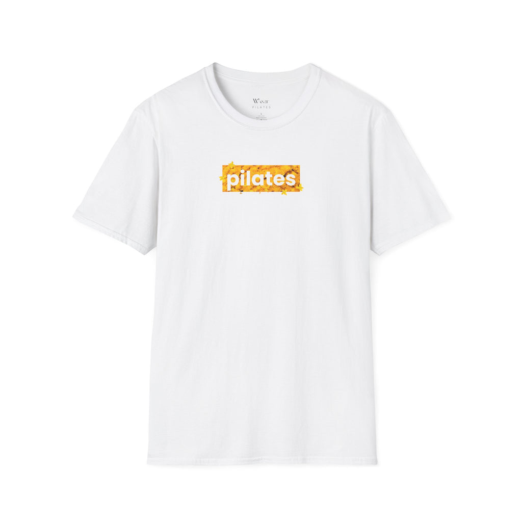 Pilates Sunshine T-Shirt — Retro Yellow Pilates Logo Tee