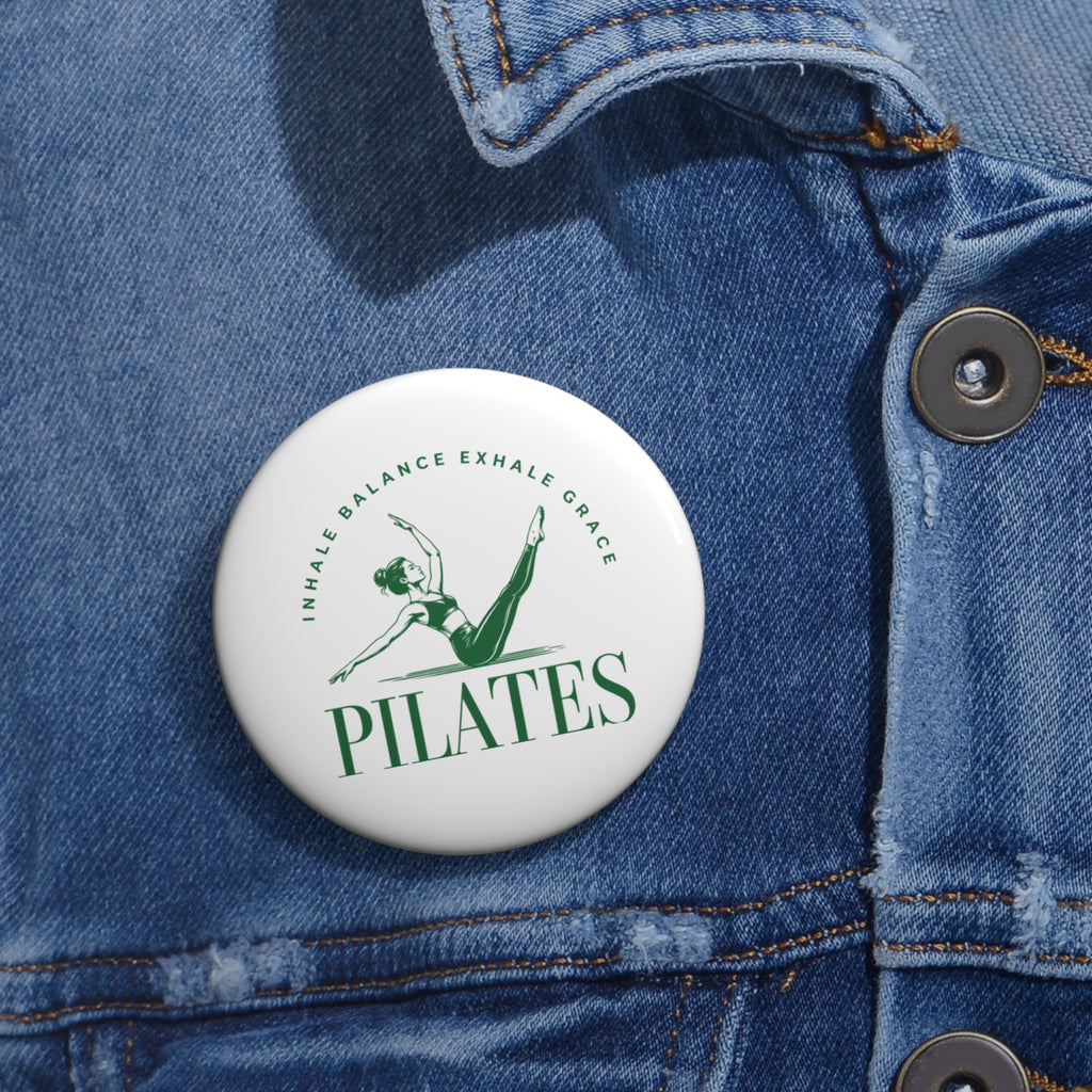Pilates Pin Button – "Inhale Balance Exhale Grace" Fitness Badge
