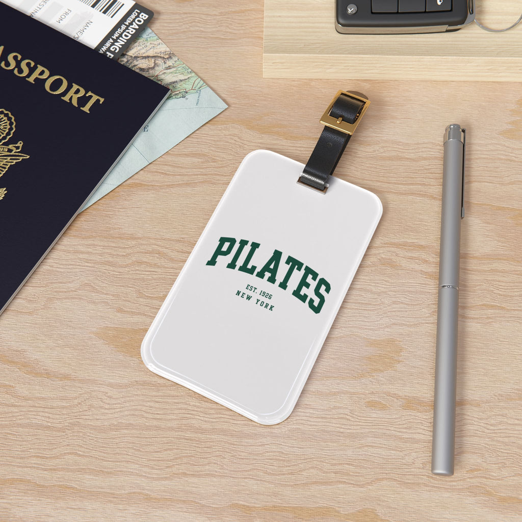 Pilates Luggage Tag — Vintage Collegiate Fitness Bag ID