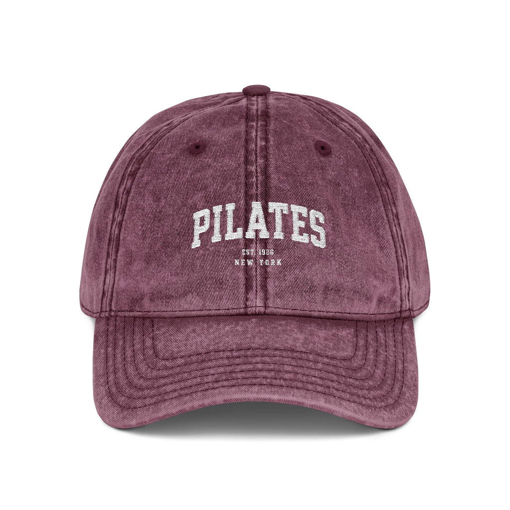 Pilates Vintage Embroidered Cap — Washed Grey Baseball Hat