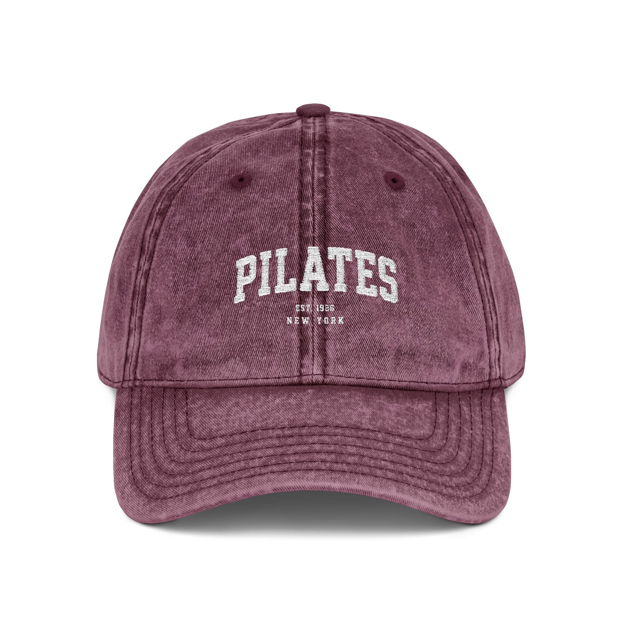 Pilates Vintage Embroidered Cap — Washed Grey Baseball Hat