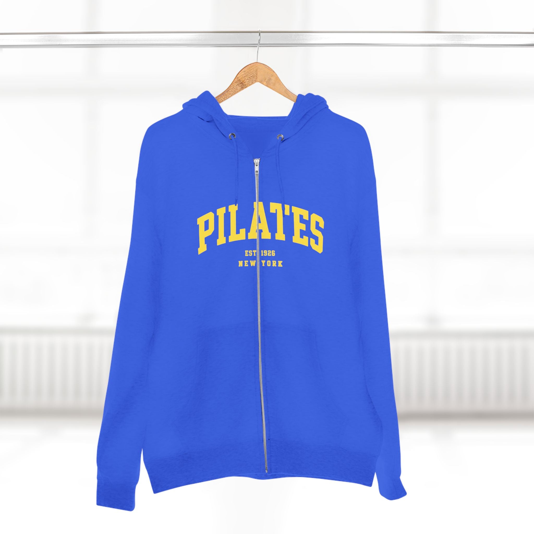 Pilates Zip Hoodie — Vintage College Style Pilates Sweatshirt