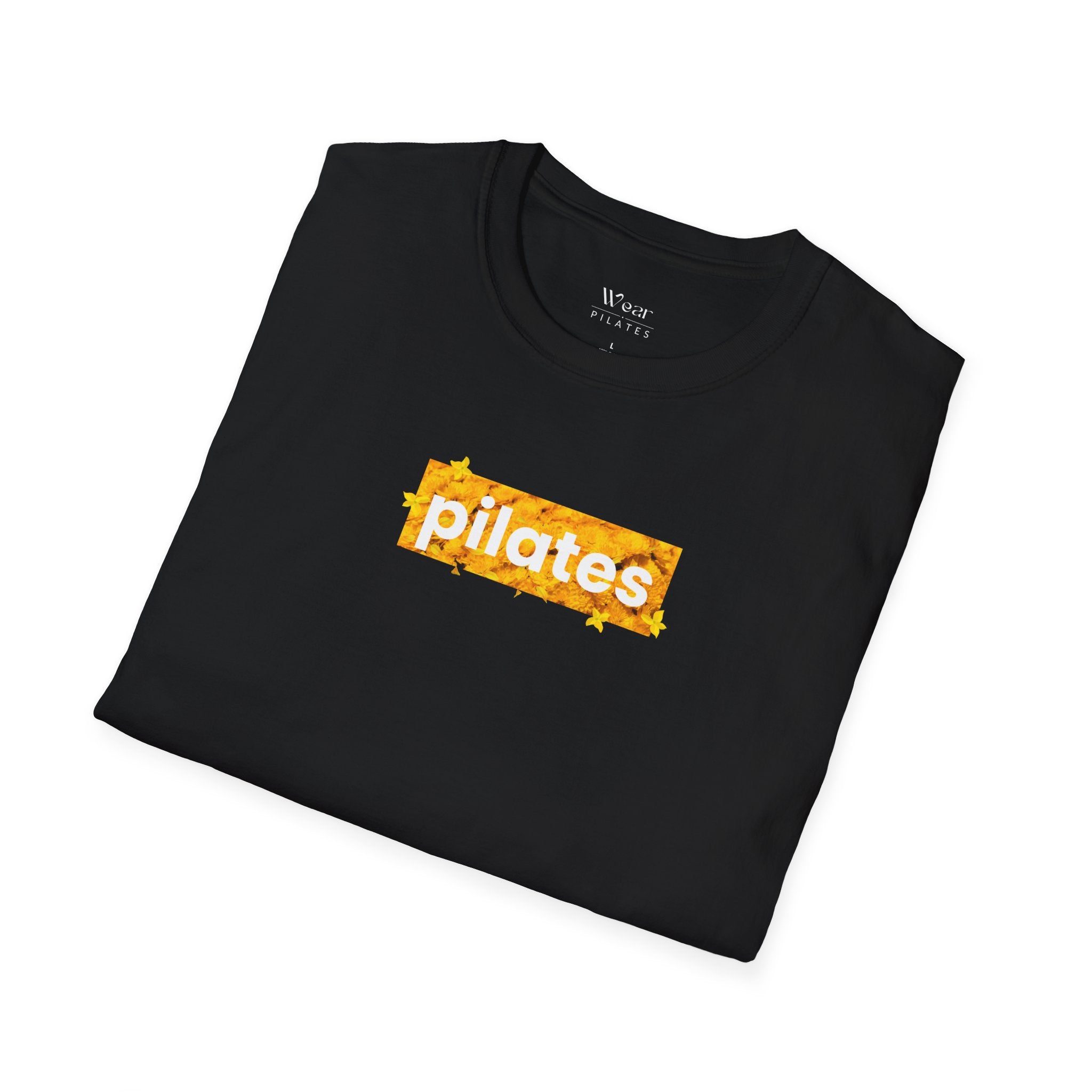 Pilates Sunshine T-Shirt — Retro Yellow Pilates Logo Tee