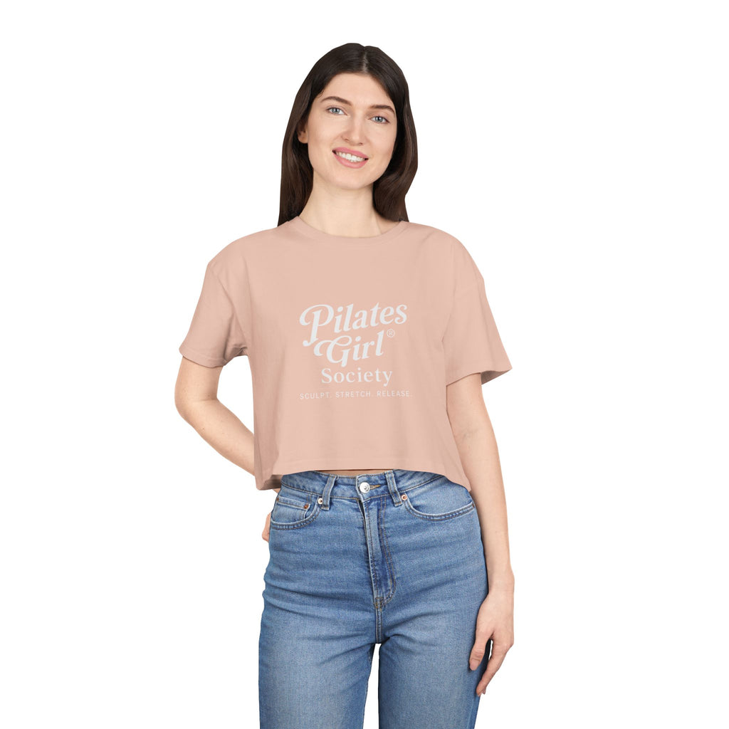 Pilates Girl Society Crop Tee – Women's Pilates Top, Fitness Lifestyle Shirt