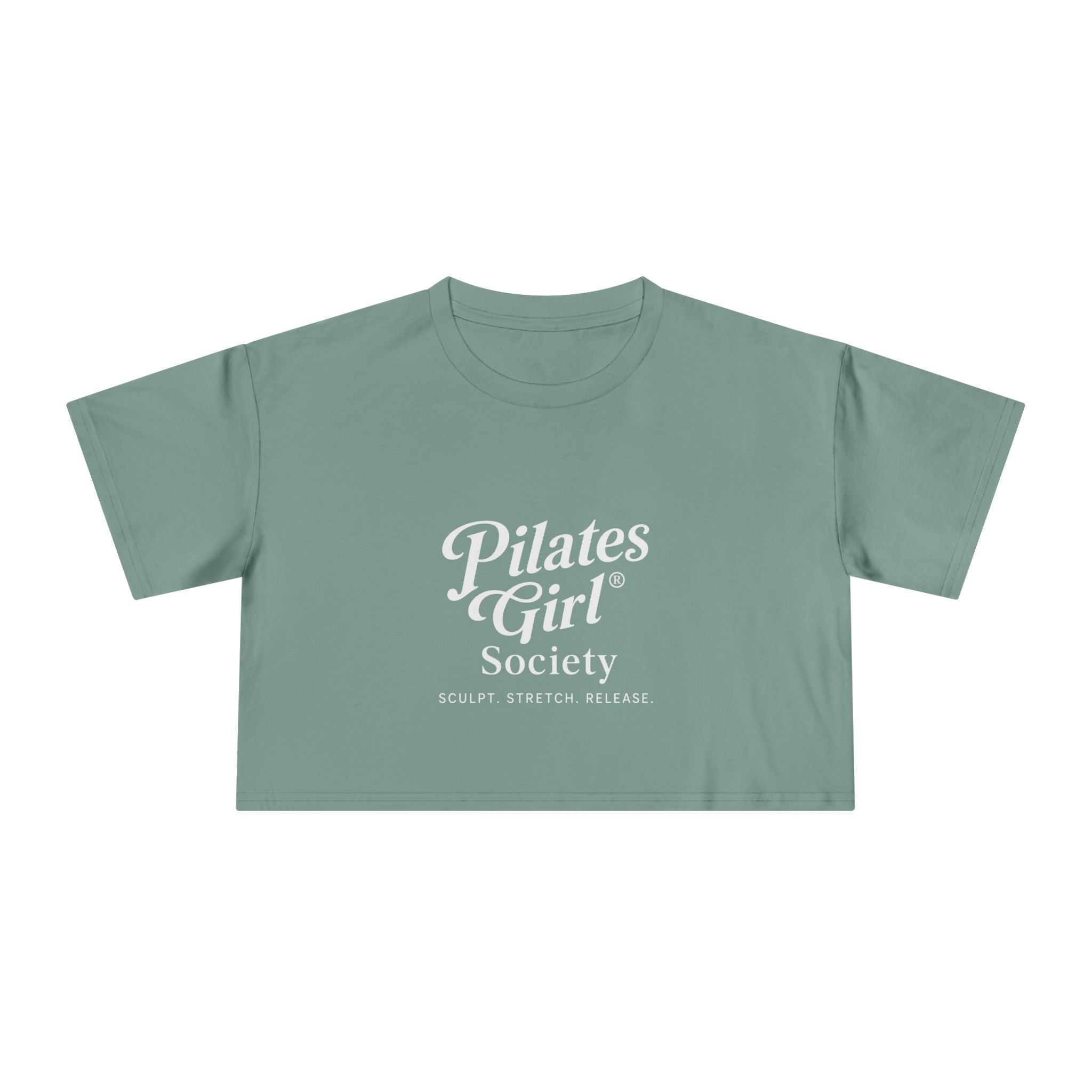 Pilates Girl Society Crop Tee – Women's Pilates Top, Fitness Lifestyle Shirt