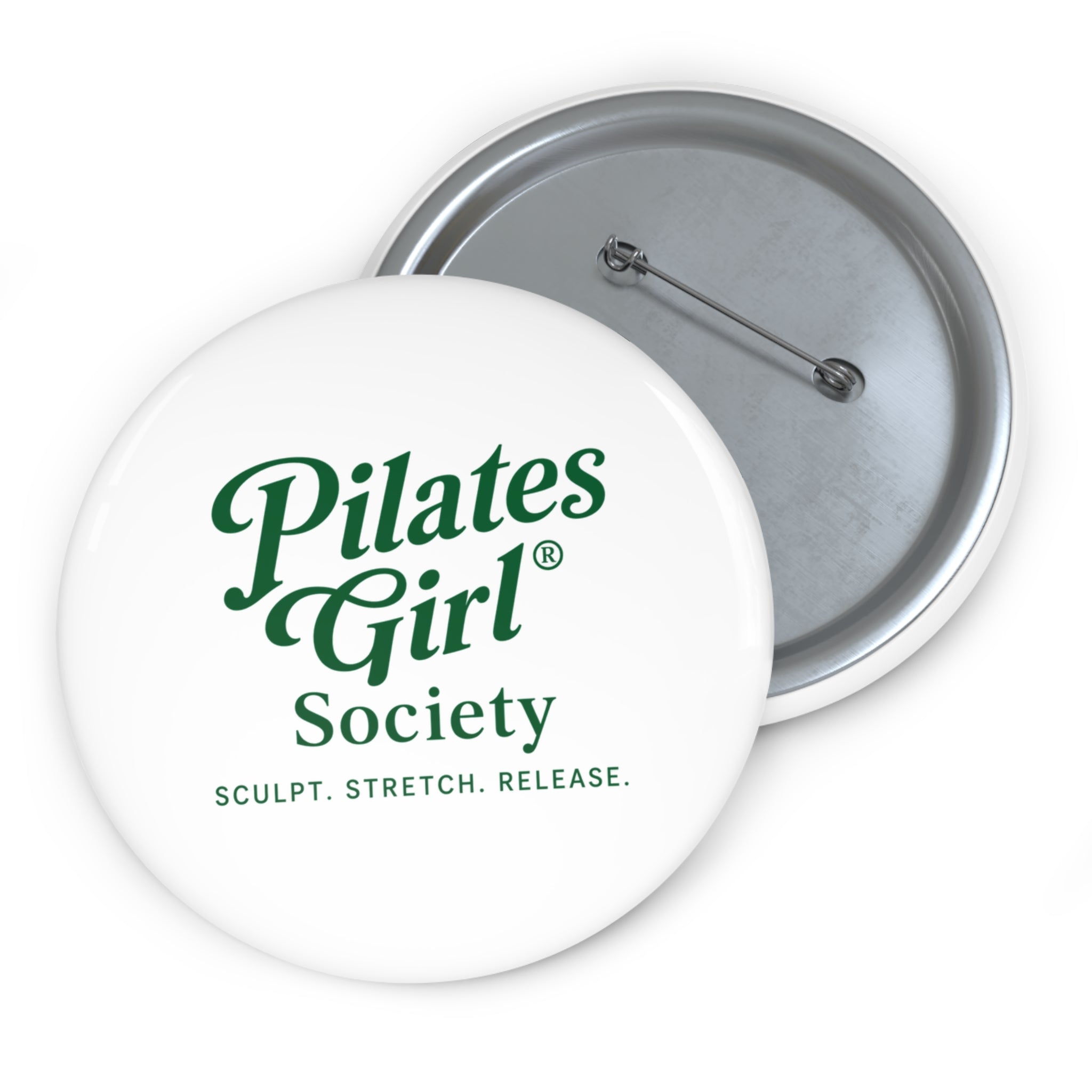 Pilates Girl Society Pin Button — 'Sculpt. Stretch. Release.' Enamel Logo Badge