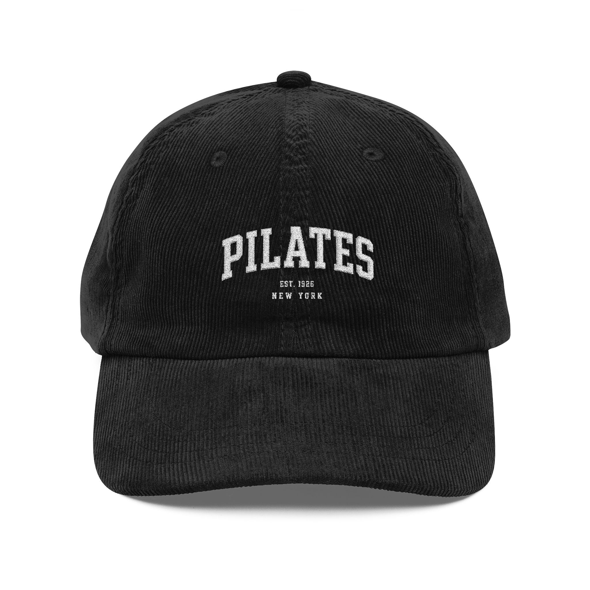 Pilates Embroidered Corduroy Cap — Vintage Casual Hat for Fitness Lovers
