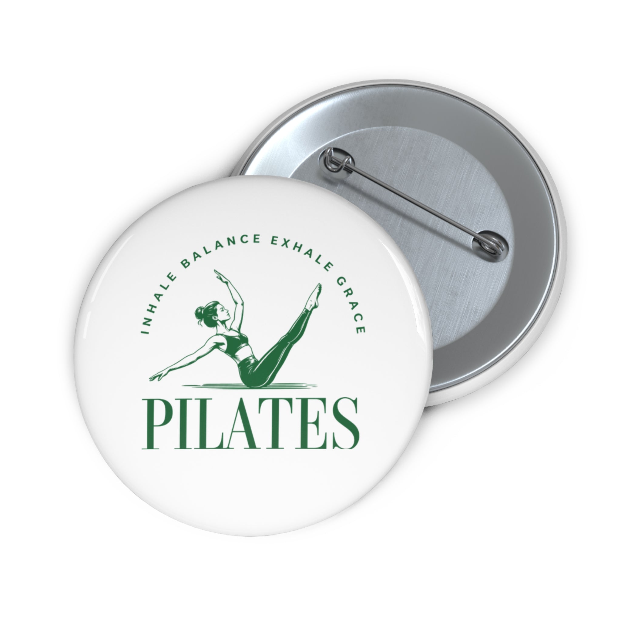 Pilates Pin Button – "Inhale Balance Exhale Grace" Fitness Badge