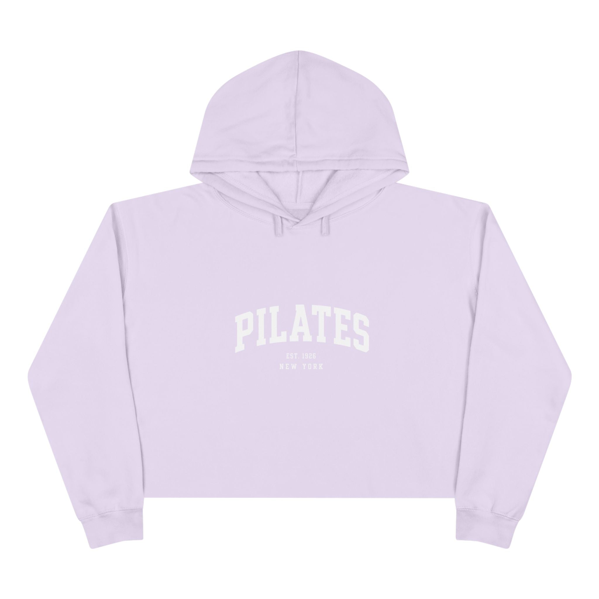Pilates Cropped Hoodie — 'Pilates' Varsity Logo Crop Top for Fitness & Leisure