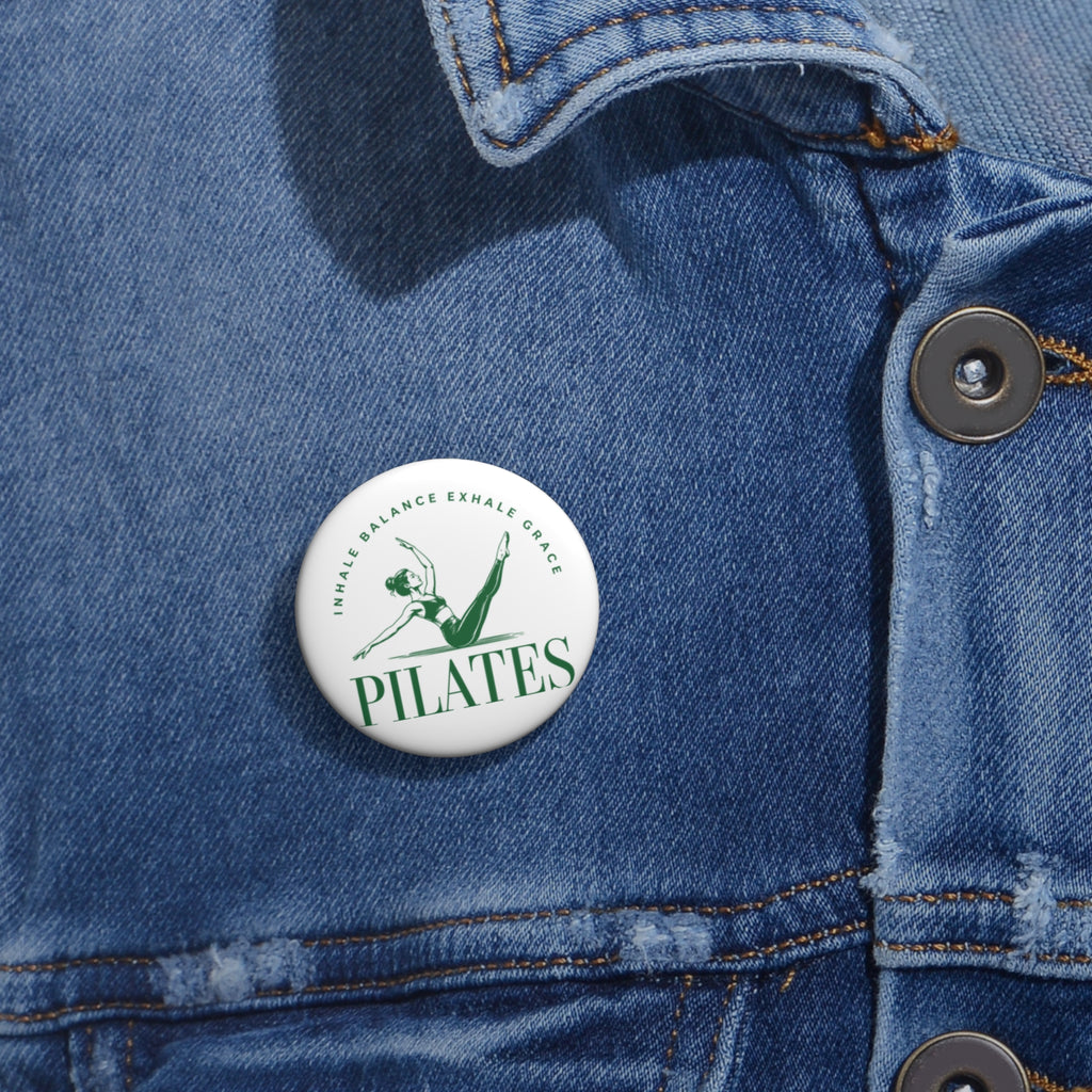 Pilates Pin Button – "Inhale Balance Exhale Grace" Fitness Badge