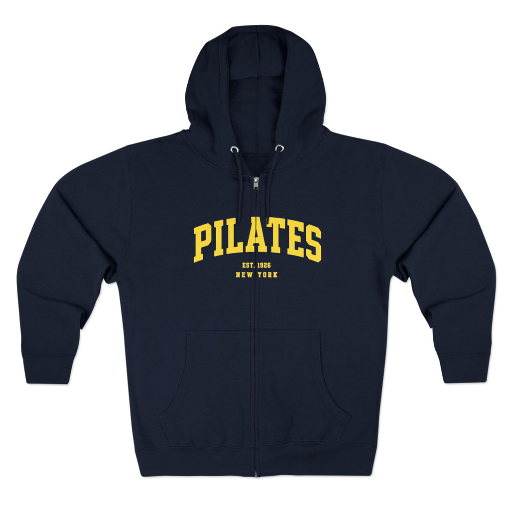 Pilates Zip Hoodie — Vintage College Style Pilates Sweatshirt