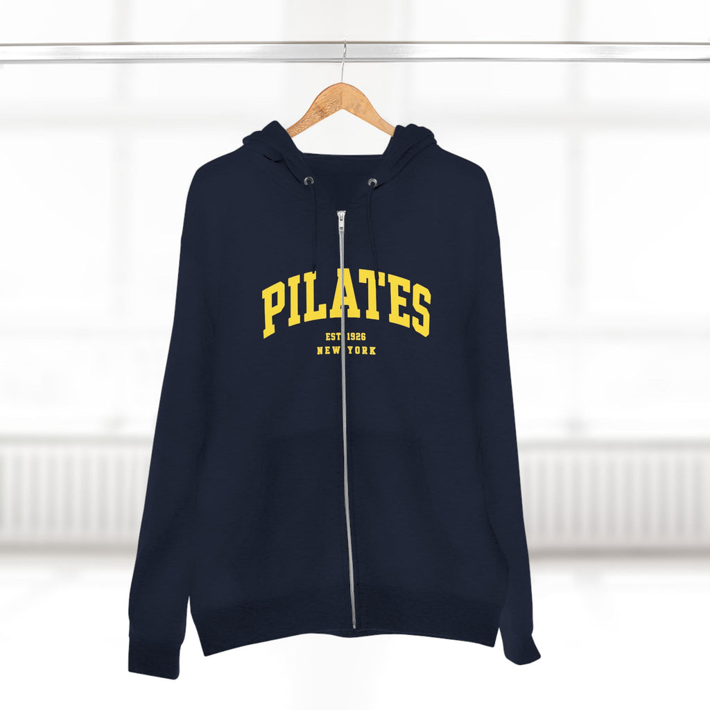 Pilates Zip Hoodie — Vintage College Style Pilates Sweatshirt