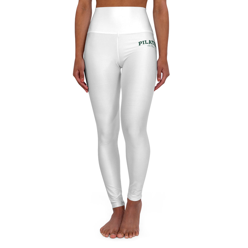 Pilates High-Waist Yoga Leggings — White AOP Activewear
