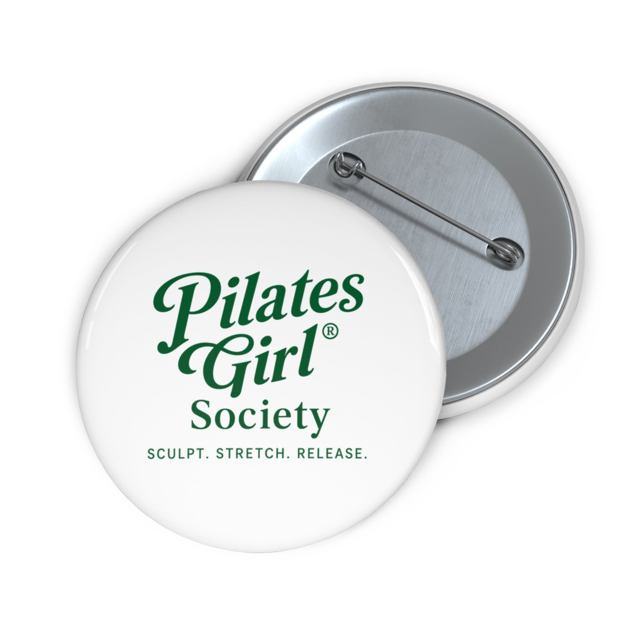 Pilates Girl Society Pin Button — 'Sculpt. Stretch. Release.' Enamel Logo Badge