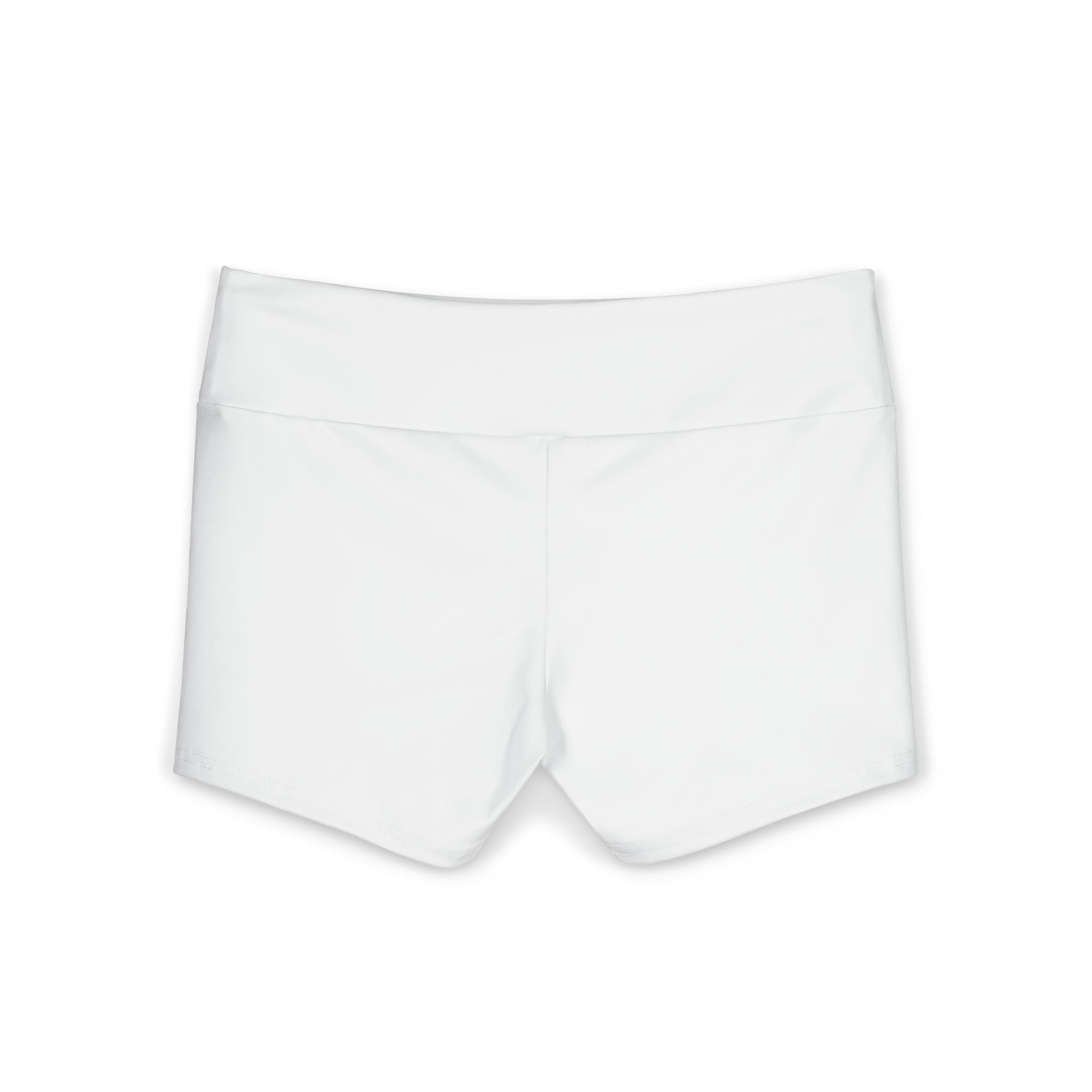 Women's Pilates Yoga Shorts — White Stretch Activewear, 'Wear Pilates' Logo