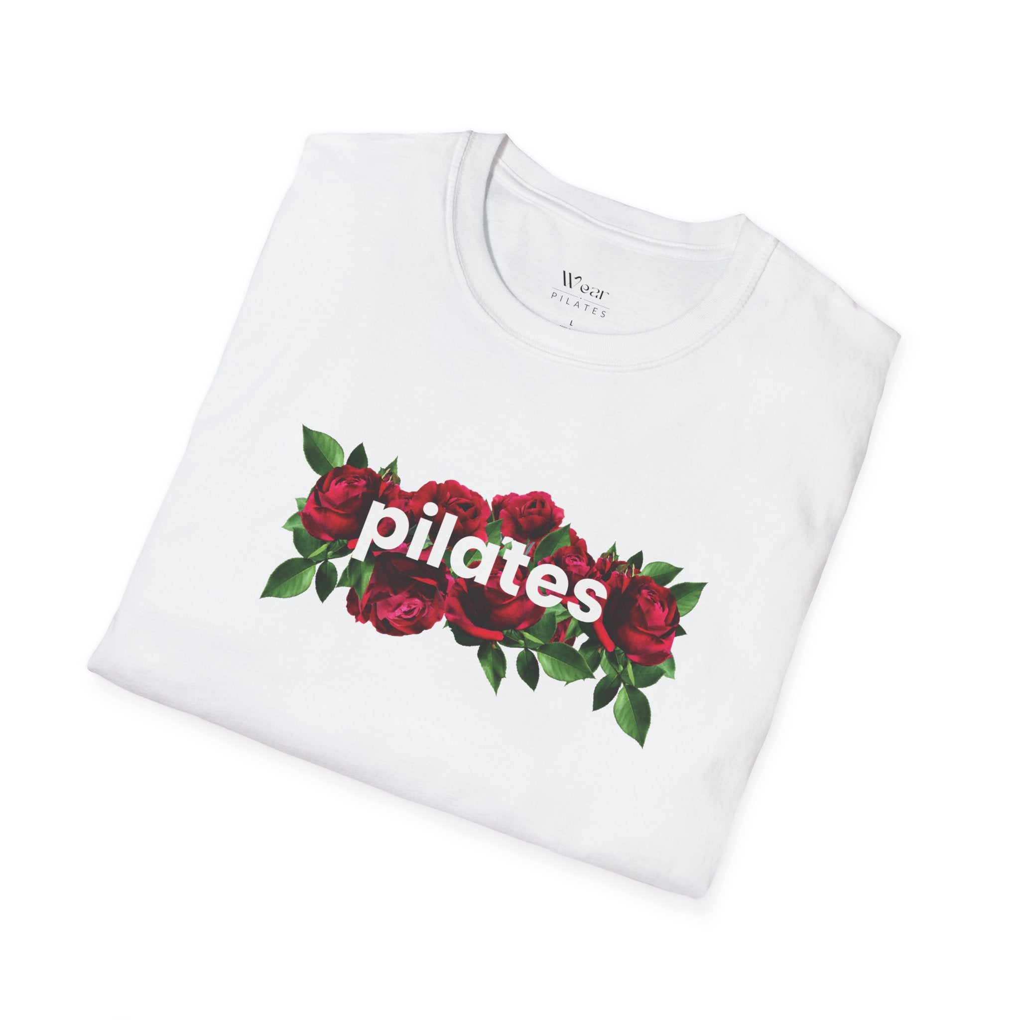 Pilates Floral T-Shirt — Roses Graphic Tee for Fitness & Wellness