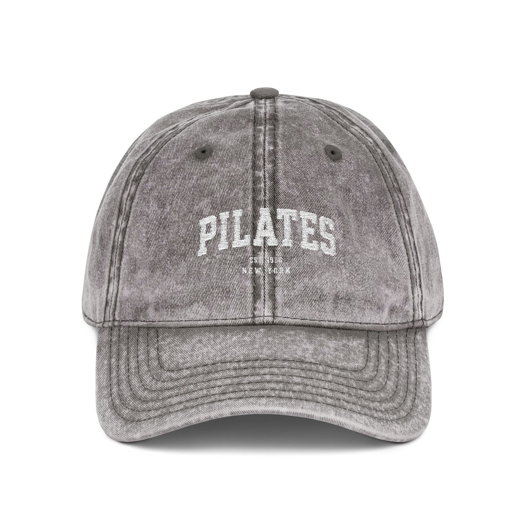 Pilates Vintage Embroidered Cap — Washed Grey Baseball Hat