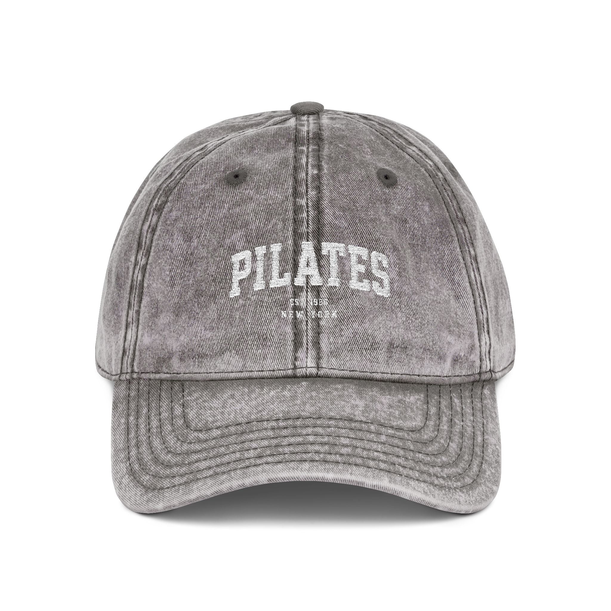 Pilates Vintage Embroidered Cap — Washed Grey Baseball Hat