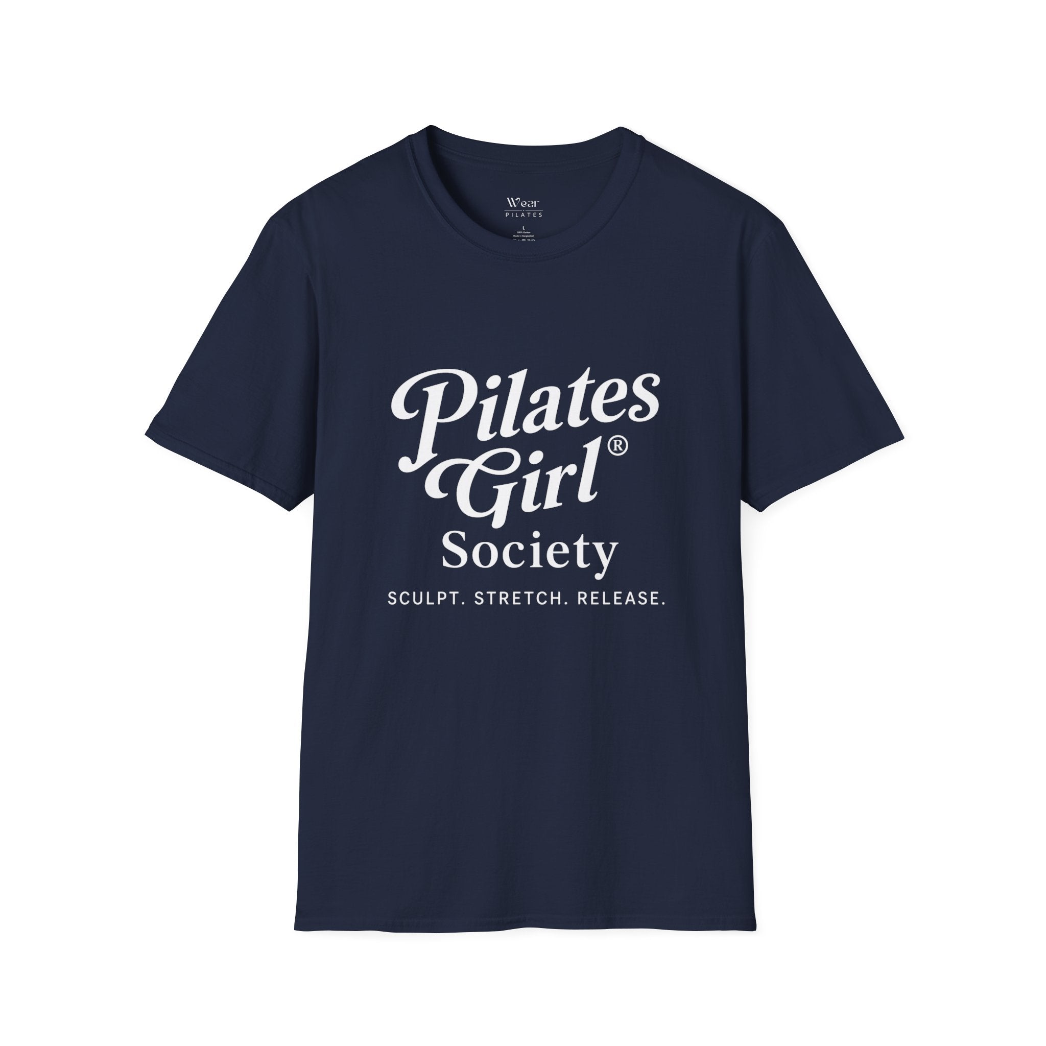 Pilates Girl Society T-Shirt — Sculpt. Stretch. Release. Comfortable Workout Tee