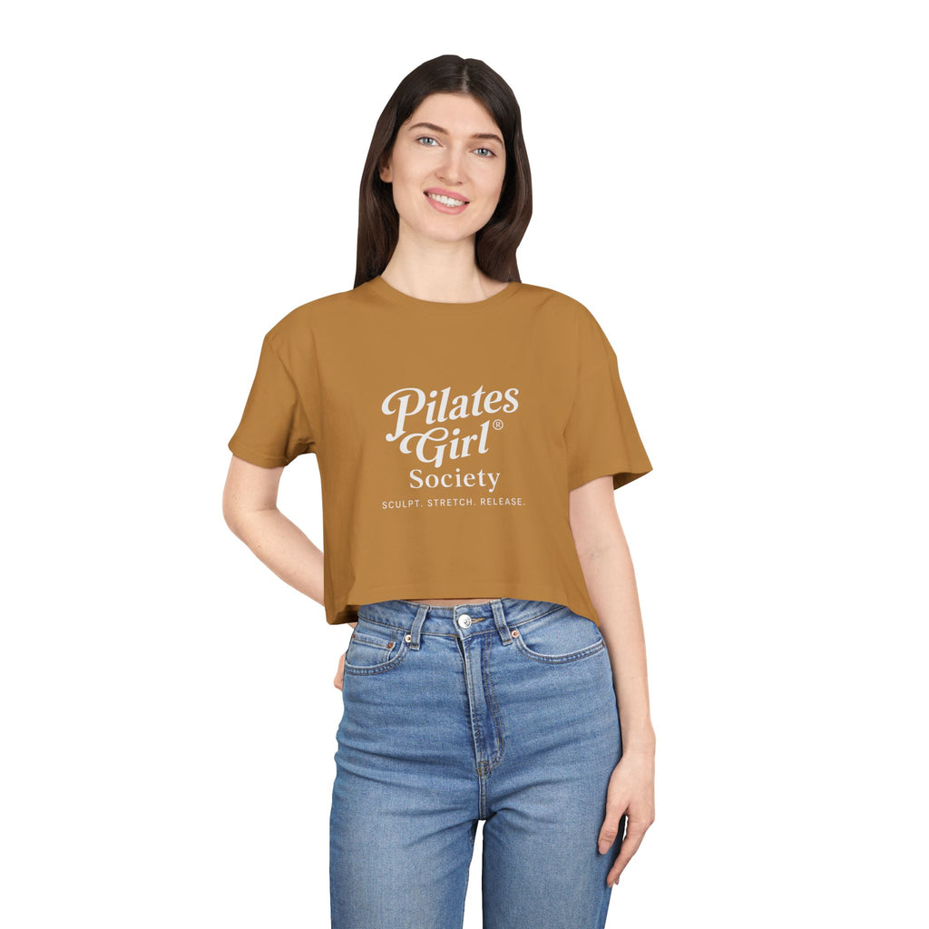 Pilates Girl Society Crop Tee – Women's Pilates Top, Fitness Lifestyle Shirt