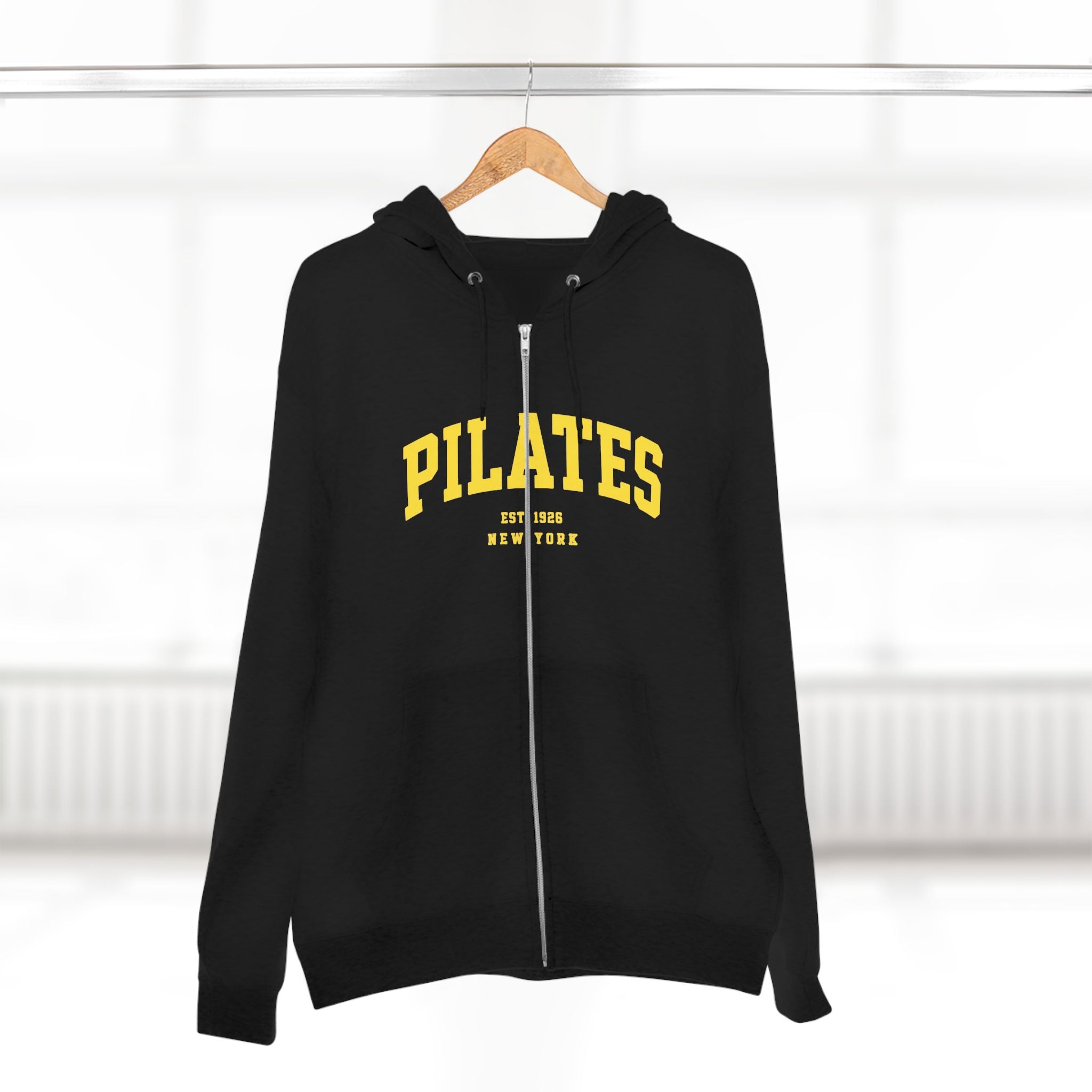 Pilates Zip Hoodie — Vintage College Style Pilates Sweatshirt