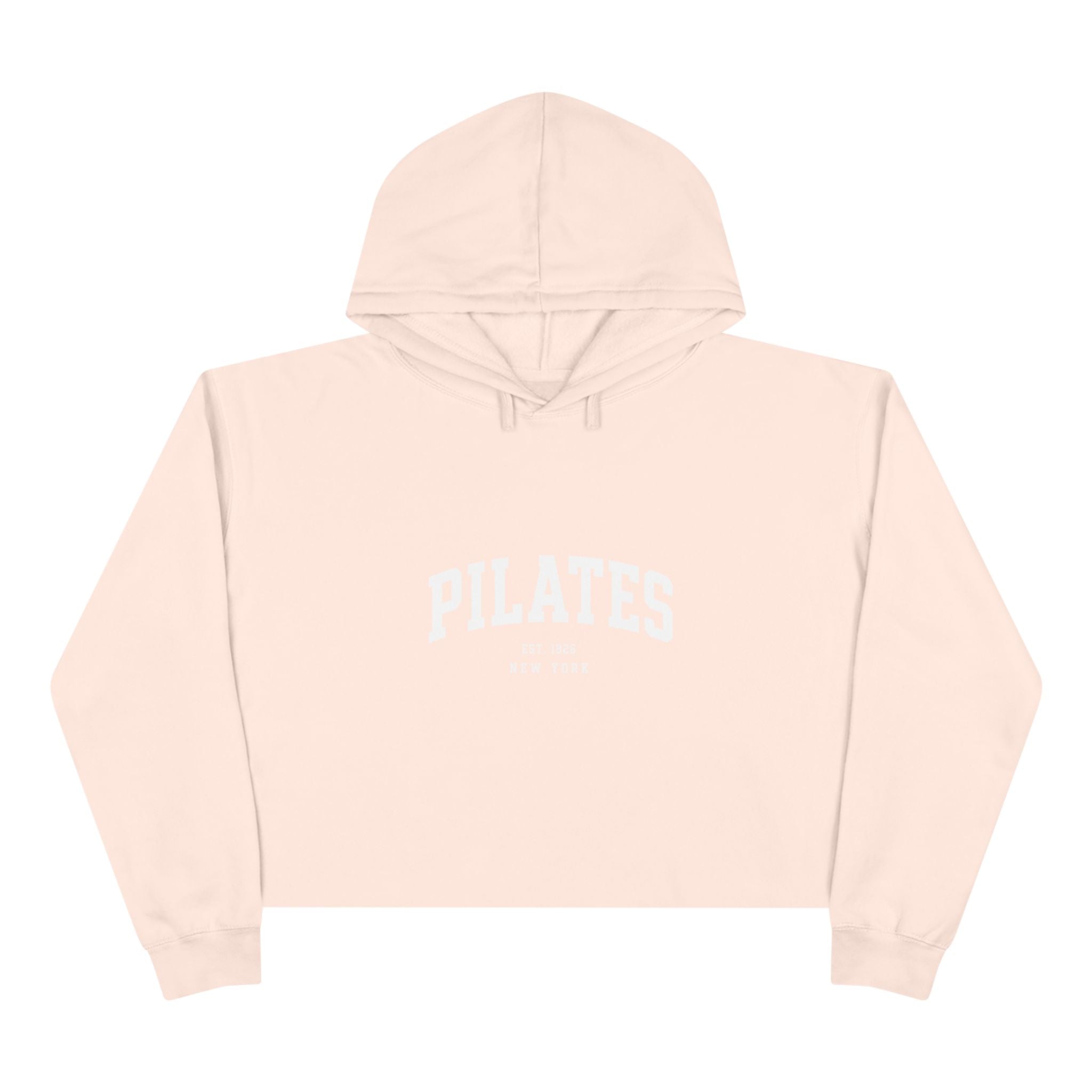 Pilates Cropped Hoodie — 'Pilates' Varsity Logo Crop Top for Fitness & Leisure
