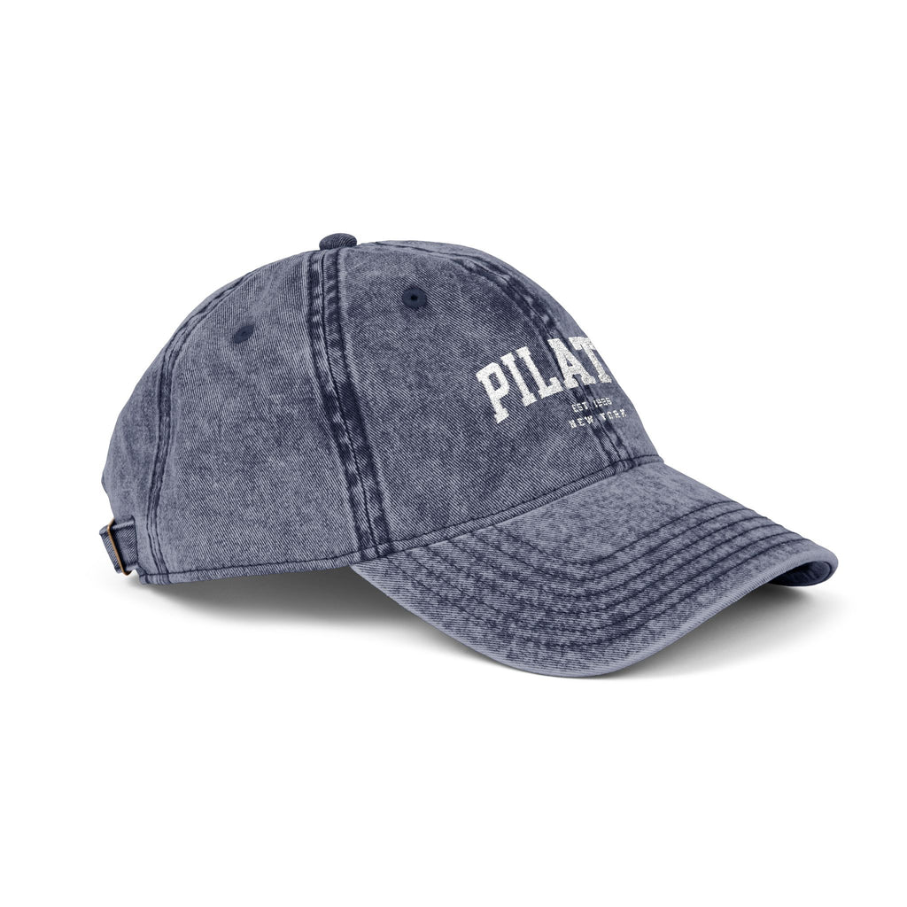 Pilates Vintage Embroidered Cap — Washed Grey Baseball Hat