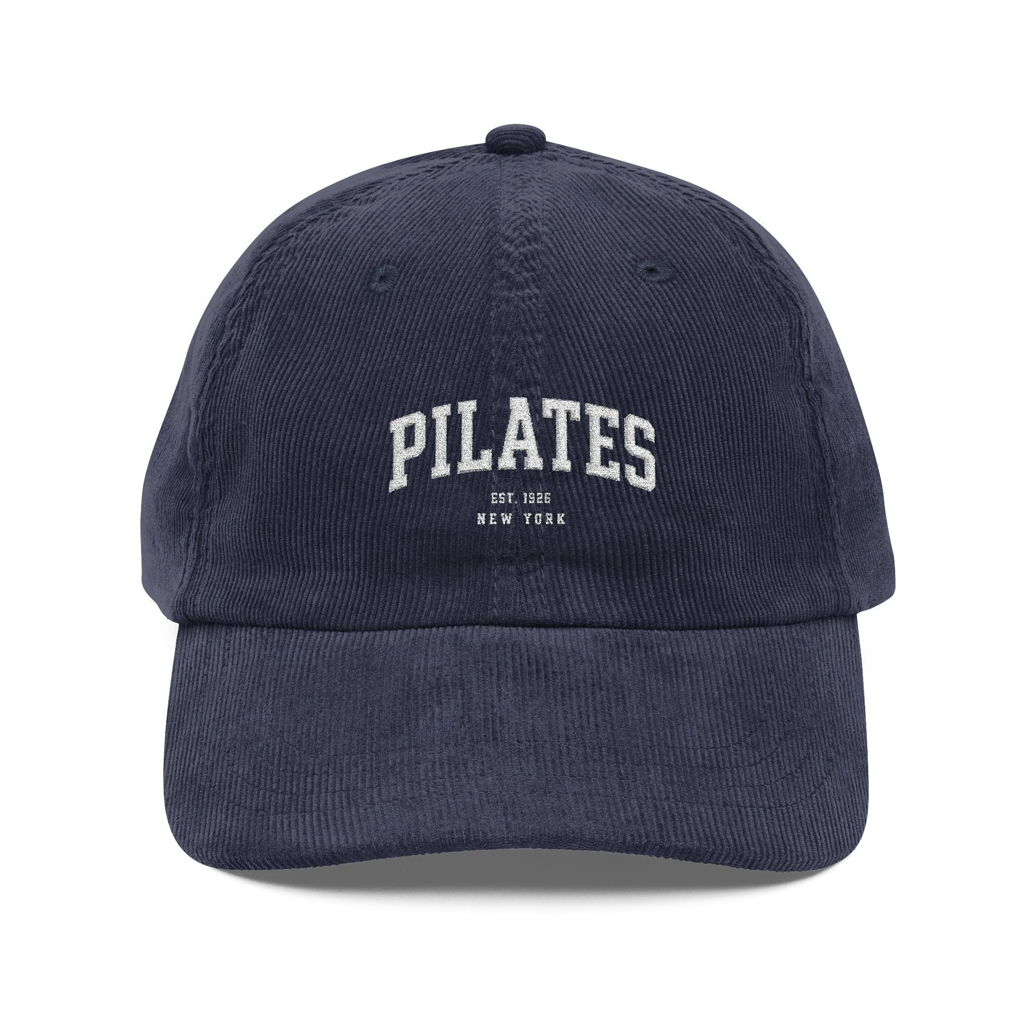 Pilates Embroidered Corduroy Cap — Vintage Casual Hat for Fitness Lovers