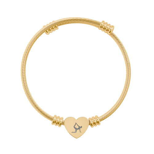 Engravable Heart Cable Cuff Bracelet — Personalized Initials Jewelry (Silver or Gold)