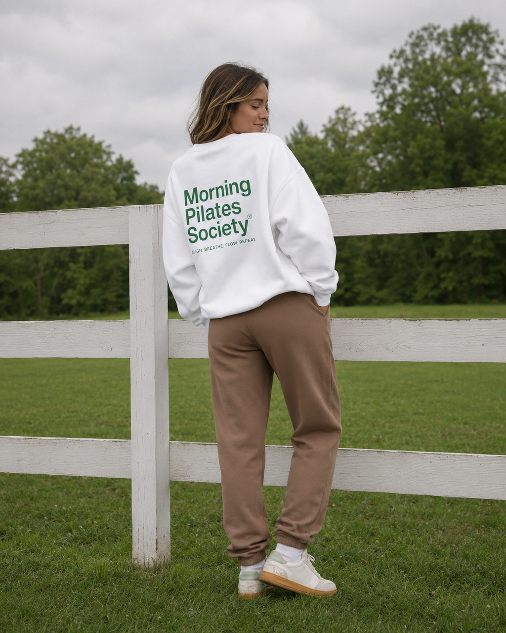 Morning Pilates Society Crewneck Sweatshirt — Align, Breathe, Flow
