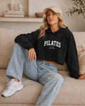 Pilates Cropped Hoodie — 'Pilates' Varsity Logo Crop Top for Fitness & Leisure