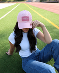 Pilates Health Club Leather Patch Dad Hat — Pink Fitness Baseball Cap