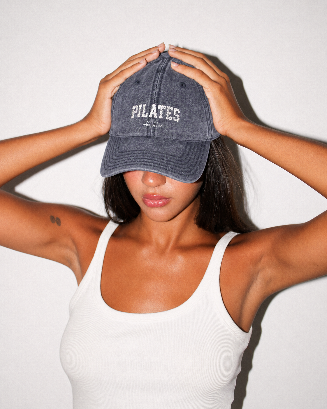 Pilates Vintage Embroidered Cap — Washed Grey Baseball Hat