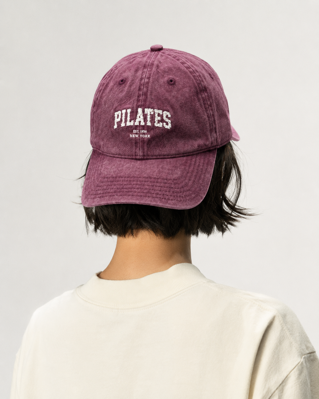 Pilates Vintage Embroidered Cap — Washed Grey Baseball Hat