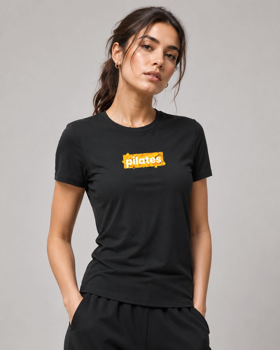 Pilates Sunshine T-Shirt — Retro Yellow Pilates Logo Tee