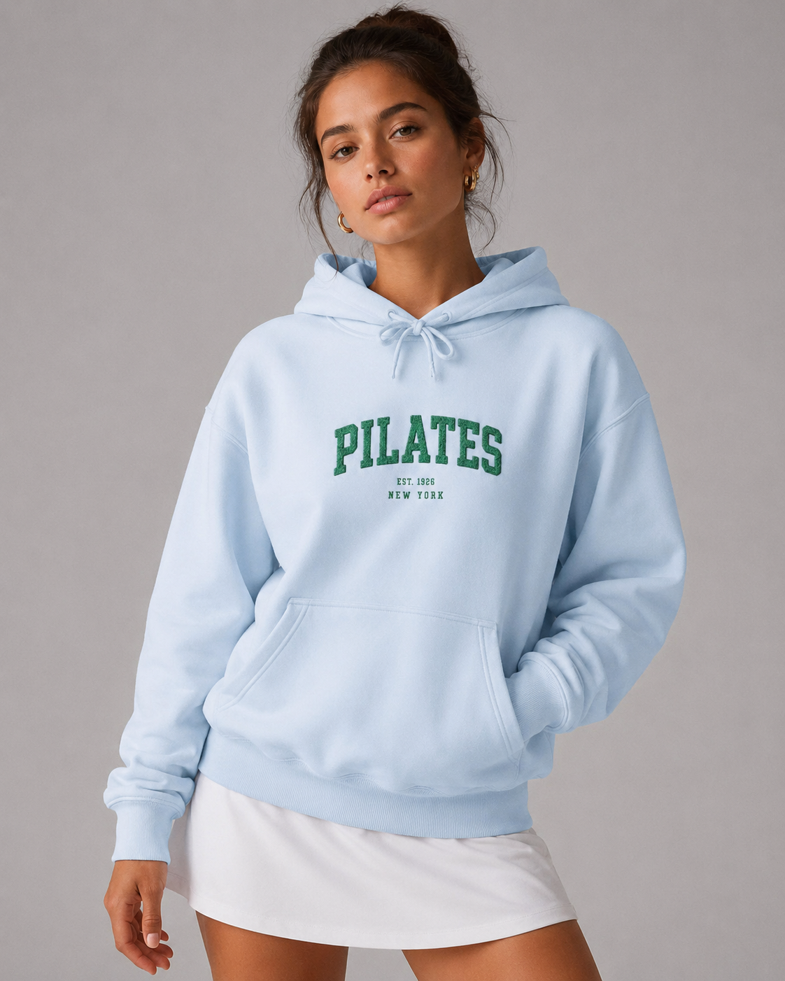 Pilates Hoodie - Vintage Green 'Pilates' Athletic Pullover