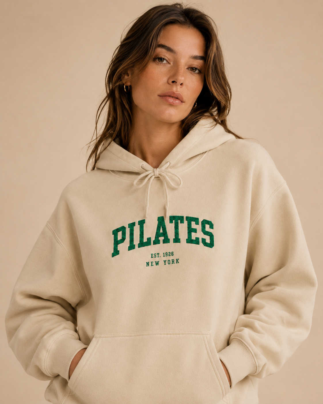 Pilates Hoodie - Vintage Green 'Pilates' Athletic Pullover