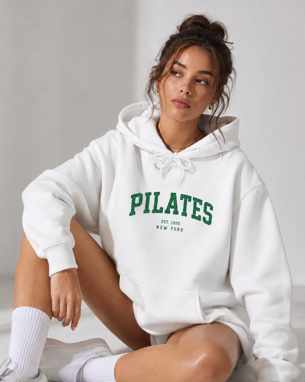 Pilates Hoodie - Vintage Green 'Pilates' Athletic Pullover