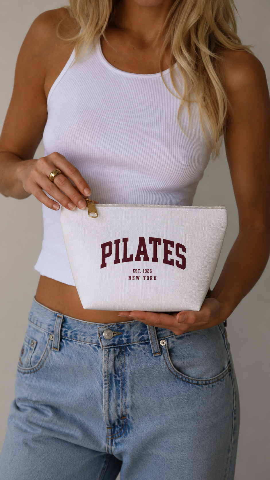 Pilates Canvas Accessory Pouch — T‑Bottom Makeup & Gym Bag