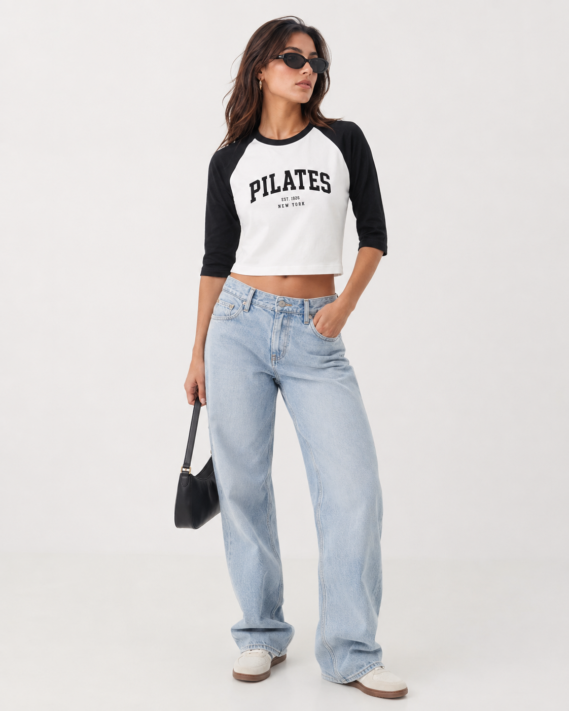 Pilates Raglan Shirt — Athletic 3/4 Sleeve Workout Tee
