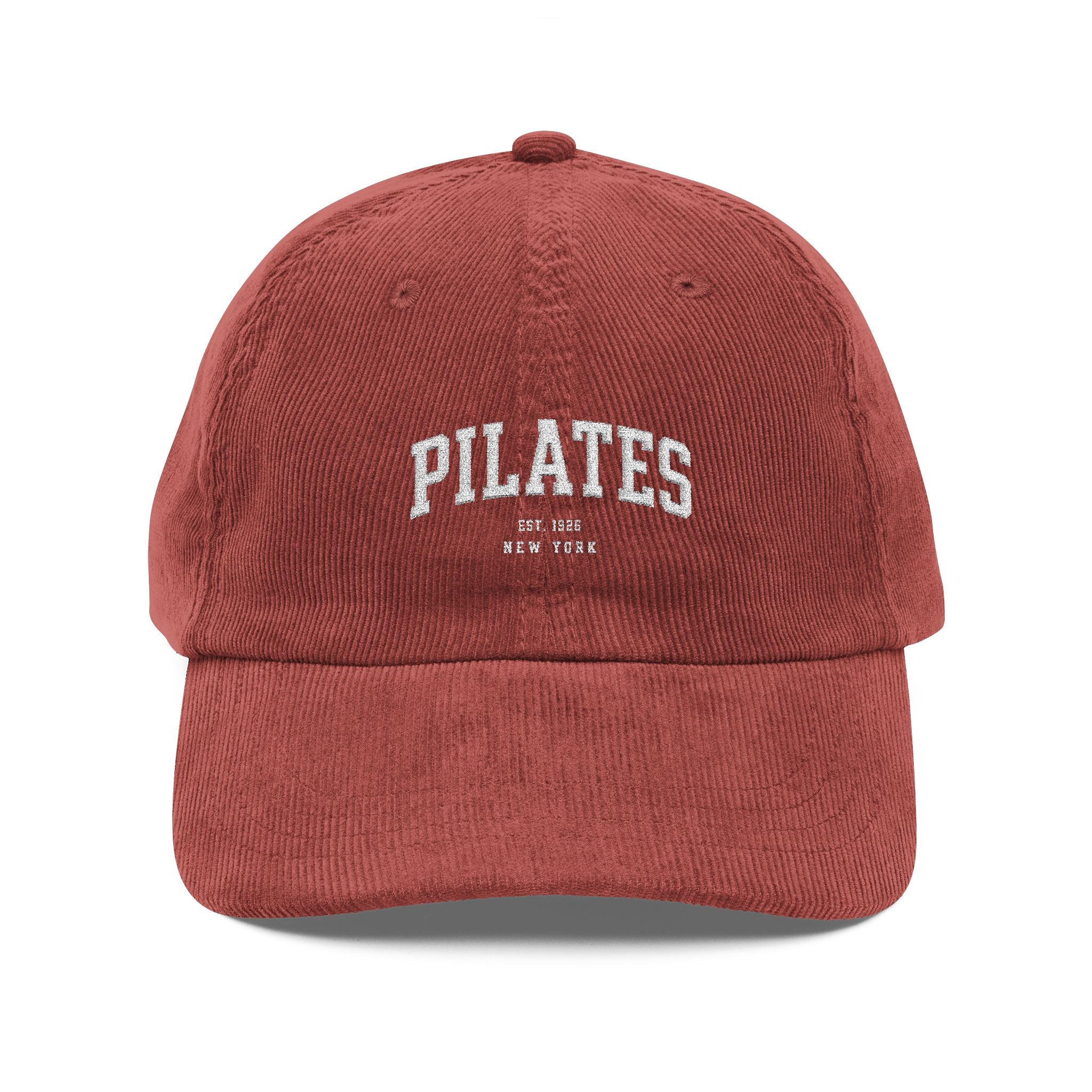 Pilates Embroidered Corduroy Cap — Vintage Casual Hat for Fitness Lovers