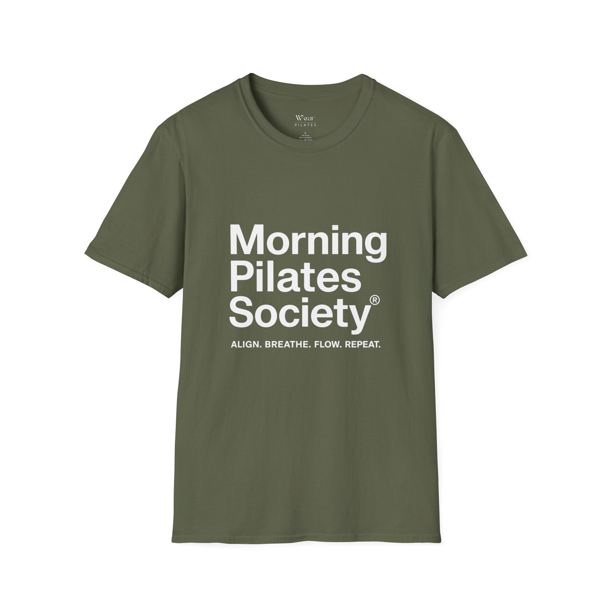 Morning Pilates Society T-Shirt — Align. Breathe. Flow. Repeat. — Women's & Men's Pilates Tee