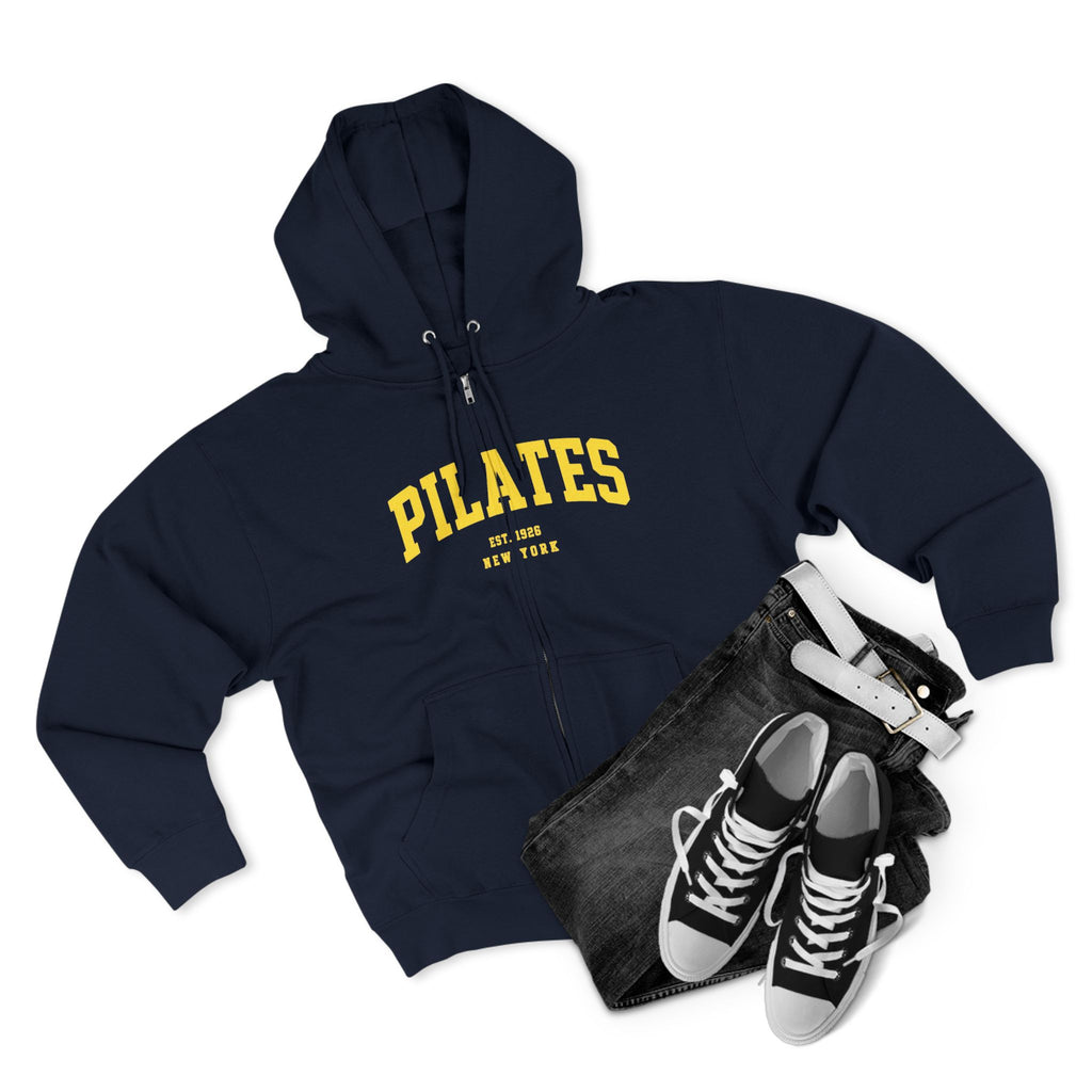 Pilates Zip Hoodie — Vintage College Style Pilates Sweatshirt