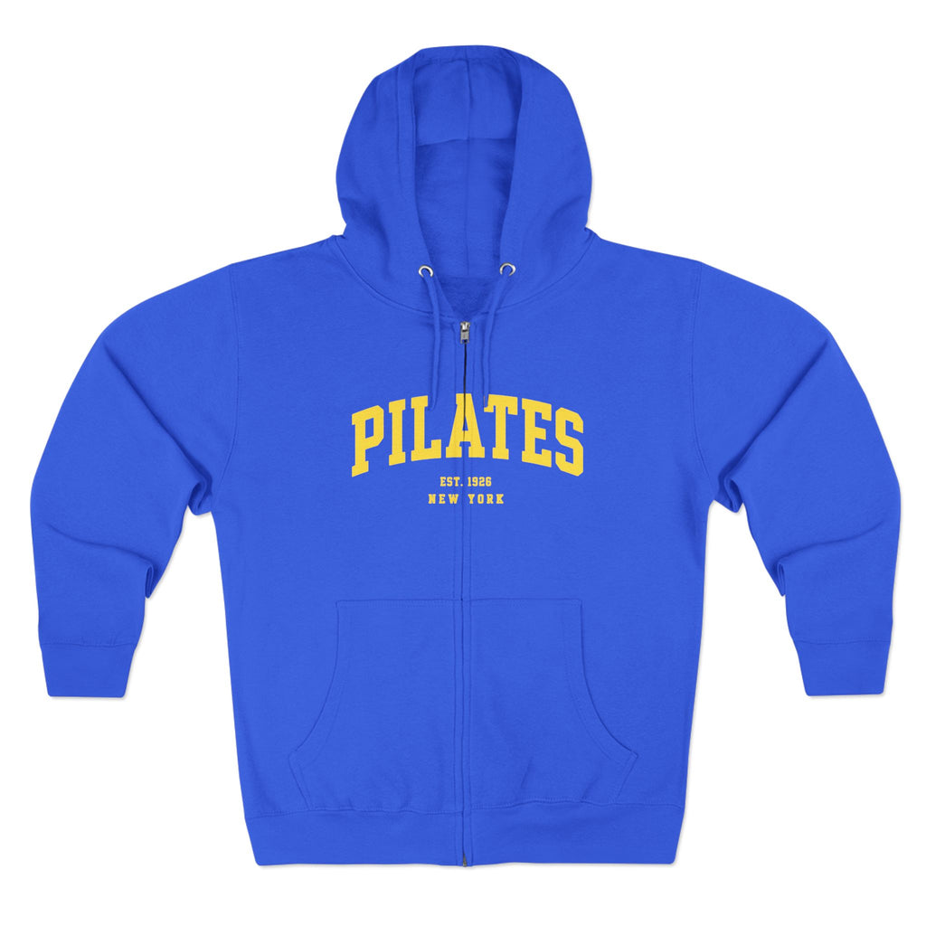 Pilates Zip Hoodie — Vintage College Style Pilates Sweatshirt