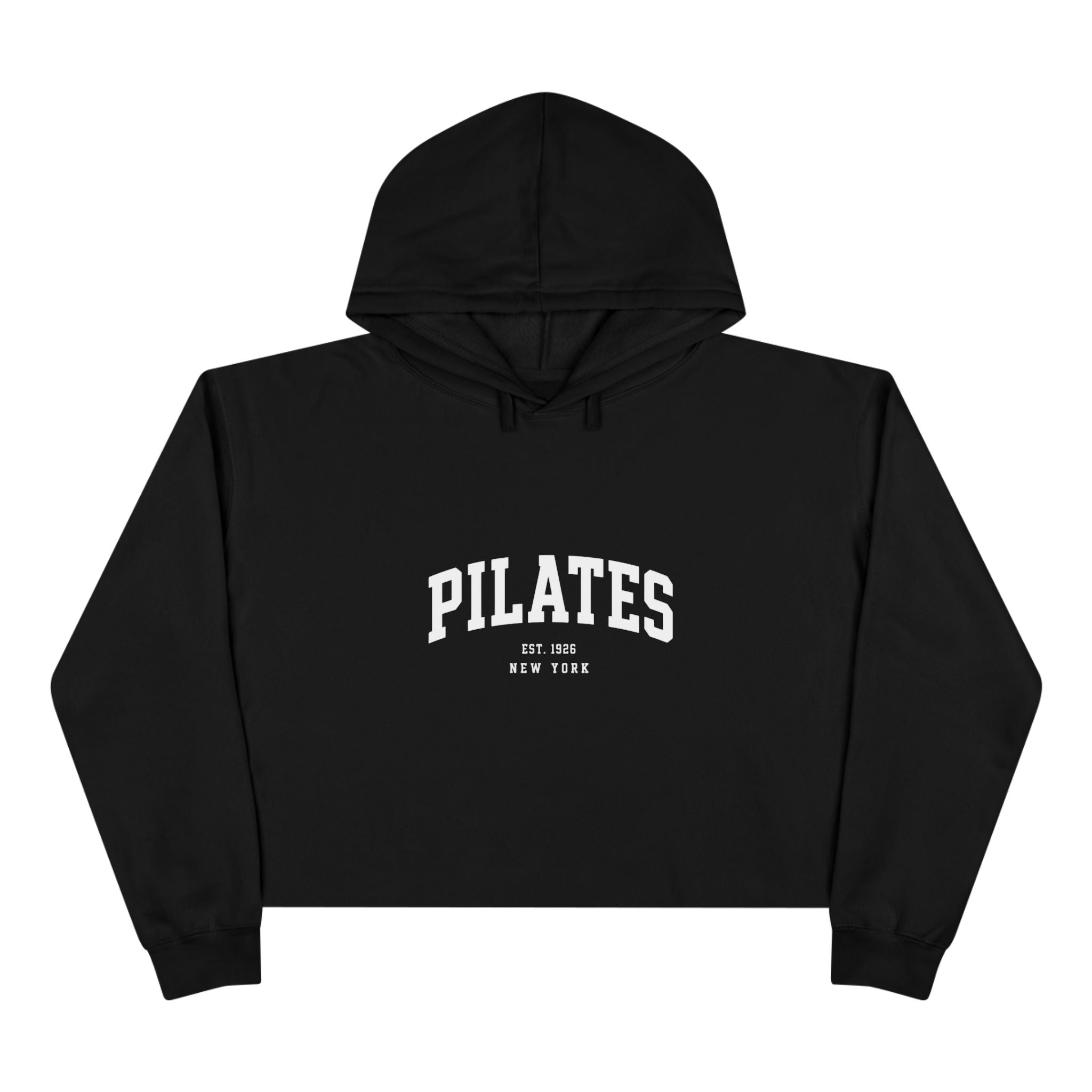 Pilates Cropped Hoodie — 'Pilates' Varsity Logo Crop Top for Fitness & Leisure