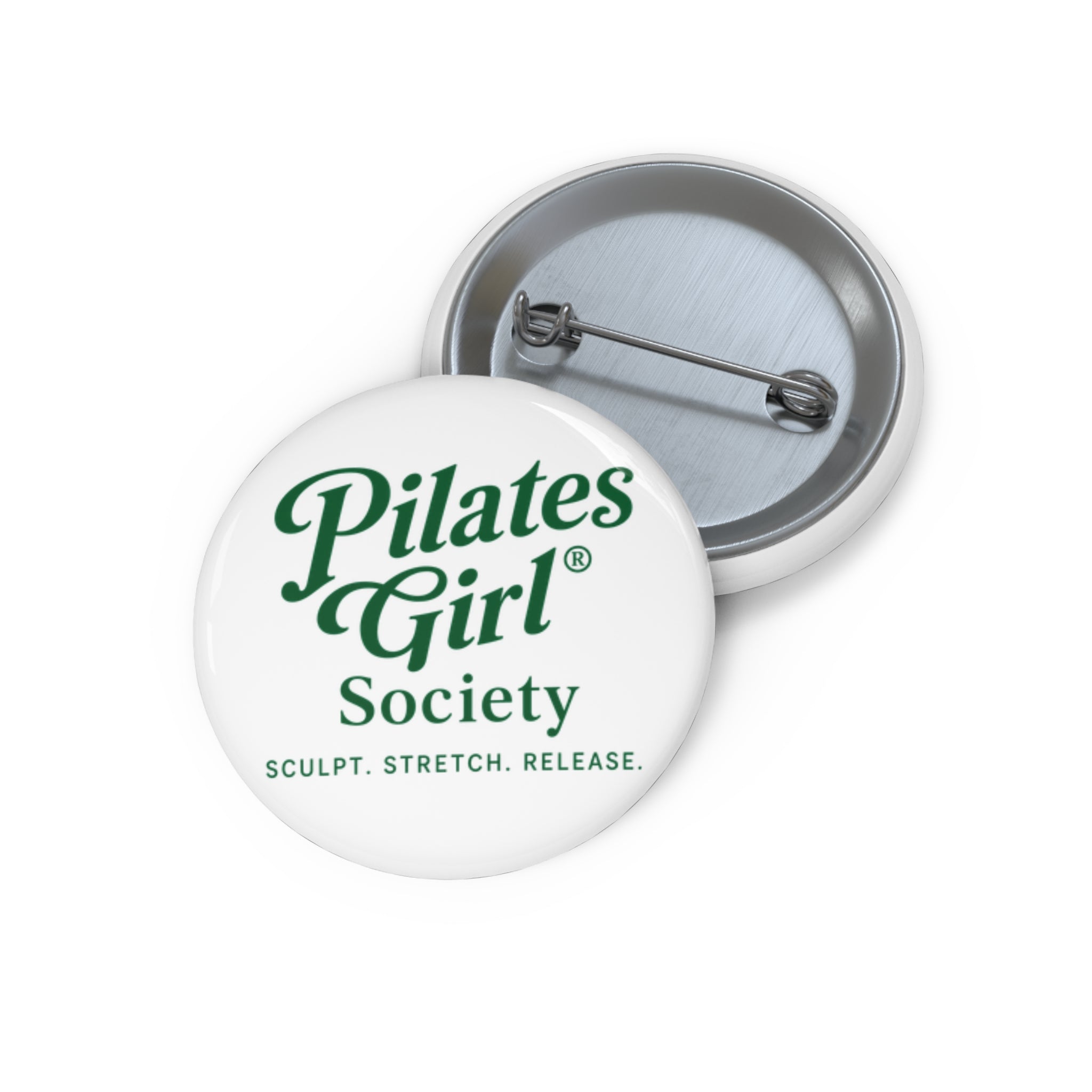Pilates Girl Society Pin Button — 'Sculpt. Stretch. Release.' Enamel Logo Badge