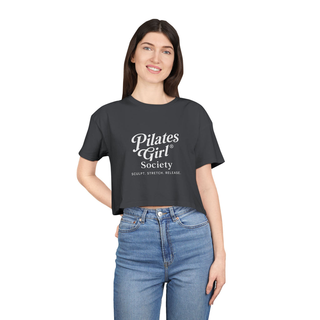 Pilates Girl Society Crop Tee – Women's Pilates Top, Fitness Lifestyle Shirt