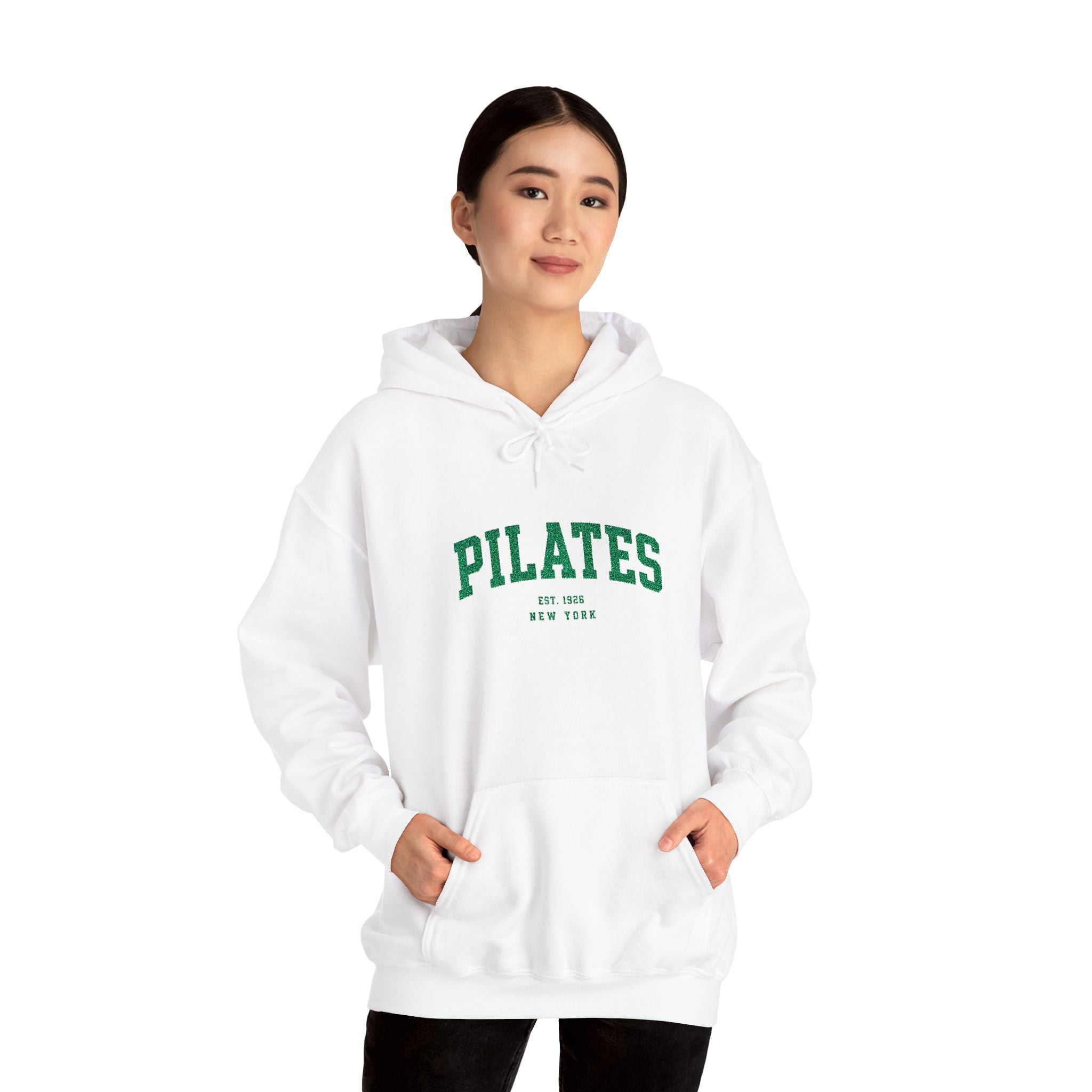 Pilates Hoodie - Vintage Green 'Pilates' Athletic Pullover