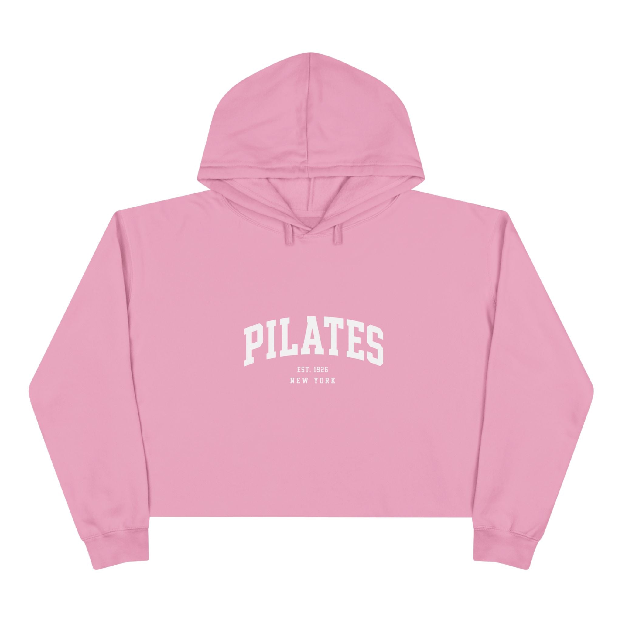 Pilates Cropped Hoodie — 'Pilates' Varsity Logo Crop Top for Fitness & Leisure